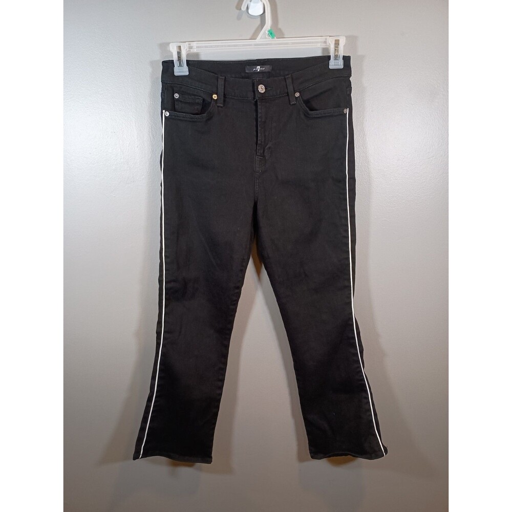 Seven for all Mankind 7 Womens Bootcut Black Racing Stripe Jeans Pants Size 30